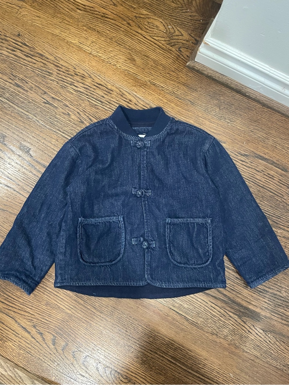 Zara Navy Denim Button-Front Kids Jacket